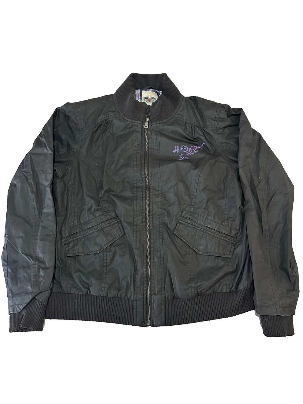Harley Davidson Jacket Women XL 1W Motorcycle Riding Jacket Black Embroider Y2K